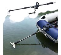 Moteur Hors Bord Hélice Perçage Kayak avec Support/Pince, Moteur Pêche La Traîne Portatif, Propulseur Pagaie Motorisé D'urgence Poignée, Petite Rame Motorisée Aluminium(With Bracket,L-125cm(49 1/4"))