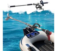 Moteur Hors Bord Hélice Perceuse Orientable Aluminium pour Kayak, Moteur Hors-bord Léger avec Poignée/Pince/Support, Kit Moteur Traîne D'urgence Pour Bateau, 100/125cm(With Clamp,L-125cm(49 1/4"))