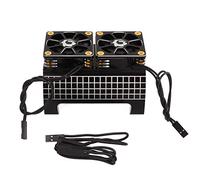 MOTEUR HOSEONFN RC, Éventail de chaleur du ventilateur de refroidissement double, alliage d'aluminium, 5 à 7,4 V, pour 1/5 RC Accessoires Le titre a un total de 73 caractères, (Noir)