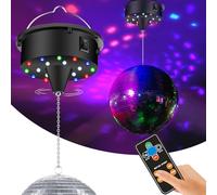 Moteur rotatif amélioré pour boule disco - Moteur à boule à facettes réglable 5/8/10/15 tr/min - Supporte la suspension - Boule disco de 15 pouces - Peut créer une superbe ambiance de fête dans le