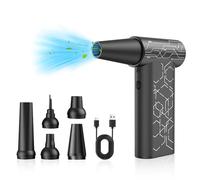 Moteur sans balais 180000tr/min, 180W Souffleur Air Comprimé, 4 Vitesses Dépoussiérants Puissants électrique avec Batterie 8000mAh, Alliage d'aluminium Mini Air Comprimé Duster pour Voiture, PC