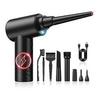 Moteur sans balais 3 vitesses 150000tr/min, Souffleur PC Air Comprimé Nettoyage pour PC, Depoussiereur Ordinateur Puissants, 7600 mAh Batterie Plumeau Bombe d'air Comprimé pour clavier,voiture, PC