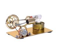 Moteur Stirling à air chaud modèle générateur d'électricité avec ampoule LED à six branches motif étoile volant d'inertie DIY éducatif scientifique outil d'expérimentation en alliage de zinc pour