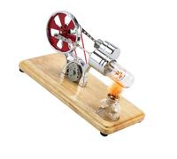 Moteur Stirling, Machine à Vapeur avec Plaque de Base en Chêne et Lumières LED Kit Moteur Stirling moulé par Goutte à Goutte pour Les Expositions éducatives et Le Divertissement