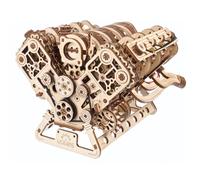 Moteur V8 ? Maquette mécanique en bois à construire, puzzle 3D fonctionnel avec moteur électrique brown TU
