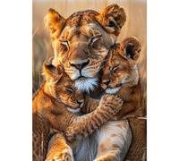MOTGOM Diamant Painting Lionne et Petit, DIY Art du Diamant Kits Lionne et Petit, Complet Diamond Painting pour Adulte, Décoration Murale de la Maison Peinture au Diamant Avec 30x40cm