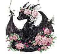 MOTGOM Diamond Painting 5D Complet Pendentif Dragon Noir, Diamond Art Pendentif Adulte, Hanging Diamant Painting Peinture pour Murale Décoration