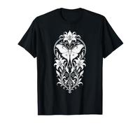 Moth Luna Moth White Lily Botanical Art Nouveau T-Shirt