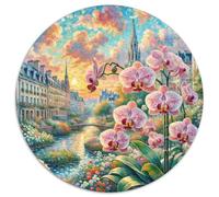 Moth Orchidéeée 1000 Pièces Puzzles Classiques Jouets Éducatifs Jeu D'Intelligence Plante Puzzle Circulaire Puzzle Difficile Impossible pour Adultes 14+ 1000pcs (67.5x67.5cm)