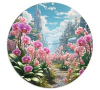 Moth Orchidéeée 1000 Pièces Puzzles Classiques Jouets Éducatifs Jeu D'Intelligence Plante Puzzle Rond Puzzle De Qualité Supérieure pour Enfants Cadeau 1000pcs (67.5x67.5cm)
