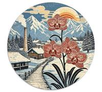Moth Orchidéeée Puzzle Rond De 1000 Pièces pour Adultes Plante DIY Difficile Impossible Créatif Jeux De Défi Uniques 1000pcs (67.5x67.5cm)
