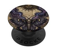 Moth Sun Dark Gothic Crescent Moon Skull PopSockets PopGrip Adhésif