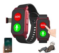 Mothdust Montre Detection Chute pour Seniors Bracelet GPS Etanche IP67 Rythme Cardiaque Temperature Connectee pour Demence Alzheimer Patients Autisme Bouton SOS Alerte(Red)