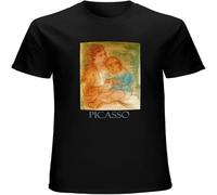 Mother and Child by Pablo Picasso Men's T Shirt Unisex Cotton Tee Black 3XL
