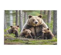 Mother Bear Cubs Petit tapis lavable avec envers en caoutchouc antidérapant pour cuisine, chambre à coucher, salle de bain, décoration de sol