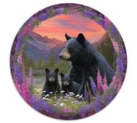 Mother Bear, Two Cubs, Soleilset Background | pour Adultes || 1000pcs (67.5x67.5cm) Puzzles Jeux ÉduChatifs Puzzles De Décoration Intérieure
