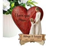 Mother Daughter Figurine - Tabletop Decor Sculpture, 5.91x5.91 Inches Elegant Desk Display Statue with Emotional Bond Design, Bookshelf Mantel Ornament, Interior Accent Piece for Family Gathering