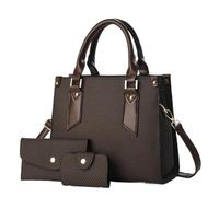Mother Daughter Matching Handbags Set Ladies Fashionable Shoulder Bag Square Shape Polyester Lining Zipper Closure PU Leather(Coffee)