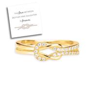 Mother & Daughter Square Knot Ring, 925 Sterling Silver Infinity Love Knot Ring for Women Mothers Day Birthday Jewelry Gift, Daughter Birthday Gift from Mom (Gold,US 6)