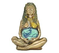 Mother Earth Gaia Statue Goddess Figurine Resin Wiccan Altar Table Decor for Witchy Spiritual Room Supplies Collections, Painted Bronze Blue