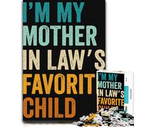 Mother-in-law's Favorite Child Text Art Puzzle en Bois, 1000 pièces | Cadeau puzzle - détails imprimés nets pour faciliter le repérage visuel pendant le temps libre.