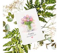 Mother’s Day Card Set, 36 Piece Watercolor Flower, Greeting Postcard Collection, with Elegant Floral Mom Appreciation Card System, Printed Message Design Style, for Celebration Gift and Events Use