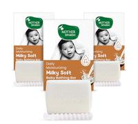Mother Sparsh Lot de 3 barres de savon de bain hydratantes laiteuses pour bébé - 75 g | pH 5,5 avec lait, huile de noix de coco et vitamine E, prévient la sécheresse et les éruptions cutanées