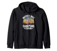 Mother Wife Camping Legend Mom Drapeau Américain Femme Camping Sweat à Capuche