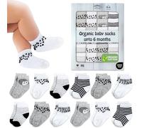 Mother's Choice Lot de 12 paires de chaussettes en coton bio pour bébé de 0 à 6 mois, douces, hypoallergéniques pour nouveau-né et nourrisson - Cadeaux pour bébé fille et garçon (12 pièces, gris