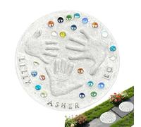 Mother's Day DIY Handprint Craft Kit | Stepping Stone Kit With 26 Letter Stamps, For Adults Family Garden Patio Outdoor Mother's Day Birthday Holiday