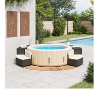 MOTHINESSTO-265-Cadre de bain à remous noir résine tressée bois massif d'acacia