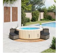 MOTHINESSTO-276-Cadre de bain à remous gris résine tressée bois massif d'acacia