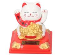 Mothinessto Chat ondulant chanceux Décoration de chat porte-bonheur à énergie solaire, bras agitant deco statuette Type 336A Blanc