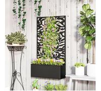 MOTHINESSTO3464-Jardinière avec treillis bac à fleurs rectangulaire grande taille panneau d'intimité métal 61 x 23 x 113 cm noir