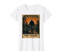 Mothman Design Point Pleasant Style rétro de T-Shirt Graphique avec Valeur, Femme, Blanc, M