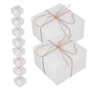 MOTHNUR 10 Pièces Boîte D'emballage Cadeau Carré Boîtes D'emballage En Papier Présenter Petites Entreprises Kraft Blanche Corde De