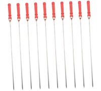 MOTHNUR 10 pièces Brochettes Barbecue Inox avec Manche Rouge Kit Multifonction pour Grillades Extérieures Rotation Complète pour Cuisson Uniforme Outil Portable pour Camping et Pique