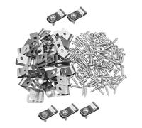 MOTHNUR 100 Ensembles Lot de Clips de Fixation pour Clôture Métallique Aluminium avec Vis Pinces Robustes pour Installation de Clôtures Animaux Poteaux et Composite