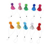 MOTHNUR 10pièces Lot de Chapeaux Anniversaire pour Chat Et Chien Bandeau Réglable Pompons Pailletés Décorations De Fête pour Animaux De Compagnie