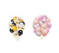 MOTHNUR 18 pcs Ballons Transparents avec Confettis Paillettes Décoration Fête Mariage Anniversaire Latex Noir Or Argent