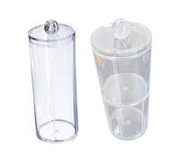 MOTHNUR 2 pièces Boîte de Rangement Acrylique Organisateur Coton Tige et Cotons Démaquillants Compact pour Salle de Bain et WC Cylindrique Résistante et Peu Encombrante