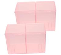 MOTHNUR 2 pièces Boîte de Rangement Transparent pour Cotons et Coton-tiges Lot de Organisateur Pratique pour Cosmétiques pour Maquillage et Soins Rose