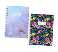 MOTHNUR 2 pièces Carnet de Planification pour Bureau et Maison Agenda Hebdomadaire Anglais avec Couverture Violette et Motif Floral Accessoire Pratique pour Enseignants et Organisation