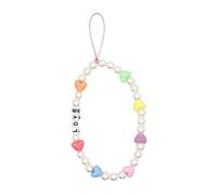 MOTHNUR 2 pièces Chic Mobile Phone Lanyards Pearl Beaded Rope With Rainbow Heart Love Letter Charms Lightweight Phone Strap For Secure Carry And Decoration