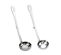 MOTHNUR 2 pièces Cuillères de Service Inox avec Crochet Écumoire et Louche Longue pour Fondue Filtrage de Huile et Soupe Rouille Usage Cuisine Maison et Professionnel