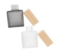 MOTHNUR 2 pièces Flacon Diffuseur Huile Essentielle Verre Carré avec Bouchon Bois Bouteille Vide Polyvalente pour Parfum Bien-être Décoration Intérieure