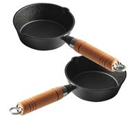 MOTHNUR 2 pièces Mini Casserole Fonte pour Sauce et Huile avec Manche Bois Chauffante Rapide et Polyvalente pour Cuisine et Fusion Beurre Chocolat