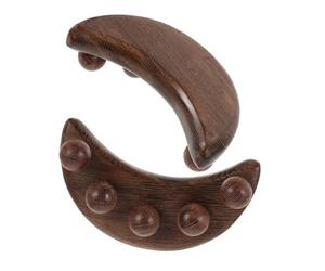 MOTHNUR 2 Pièces Outil de Massage Bois de Poulet pour Masseur Guasha Forme de Croissant à Perles pour Facial et Relaxation