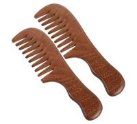 MOTHNUR 2 Pièces Peigne Large à Dents Larges Bois de Santal Doré pour Cheveux Bouclés Peigne Ergonomique Double Courbe pour Démêlage Doux et Massage Accessoire Coiffure Salon et Usage