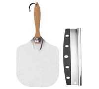 MOTHNUR 2 pièces Pelle à Pizza Pliable Aluminium avec Poignée Antichaleur Outils de Transfert pour Pizza Set avec Raclette Inox pour Cuisson Maison